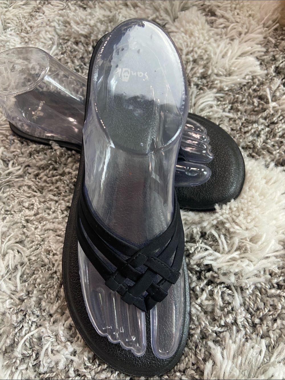 Sanuk Black Crisscross Woven Slide Sandals size 8